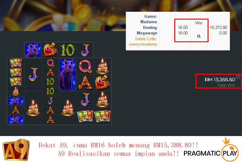 A9play Casino winner | Menang besar | Win RM15388.80 with RM16