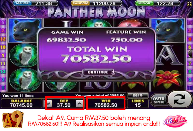 A9play Casino winner | Menang besar | Win RM70582.50 with RM37.50