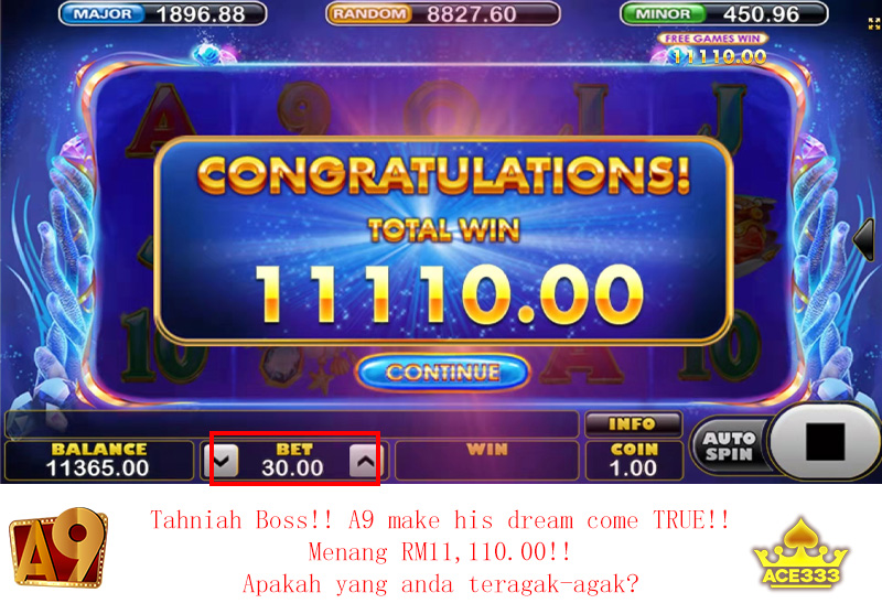 A9play Casino winner | Menang besar | Win RM11110 with RM30