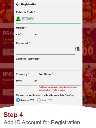 STEP 4 - Add ID Account for Registration